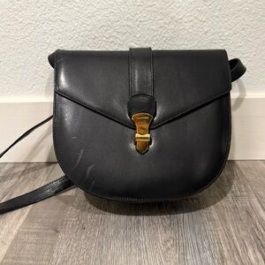 Lanvin Paris Vintage Black Leather Crossbody Bag